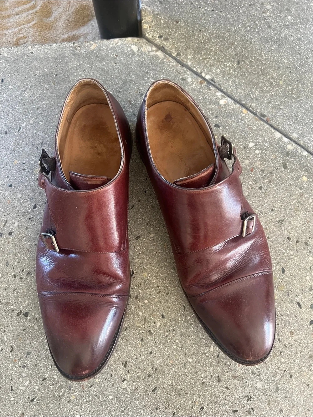 Beckett Simonon Burgundy Single Monk Strap Leather Shoes